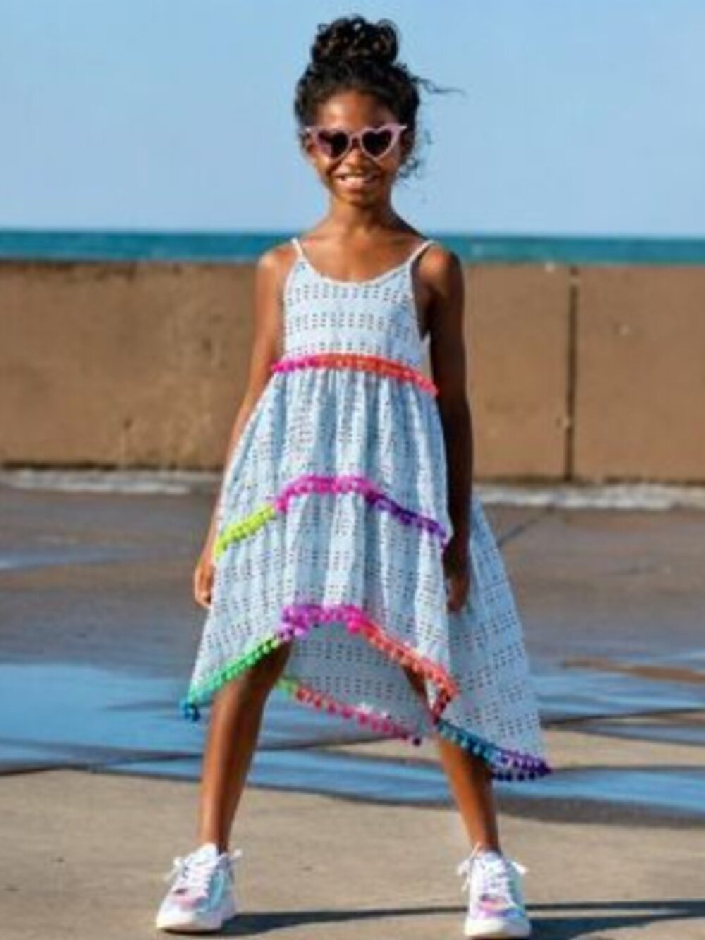 LOLA + THE BOYS St. Barths Pom Pom Dress girls size 10